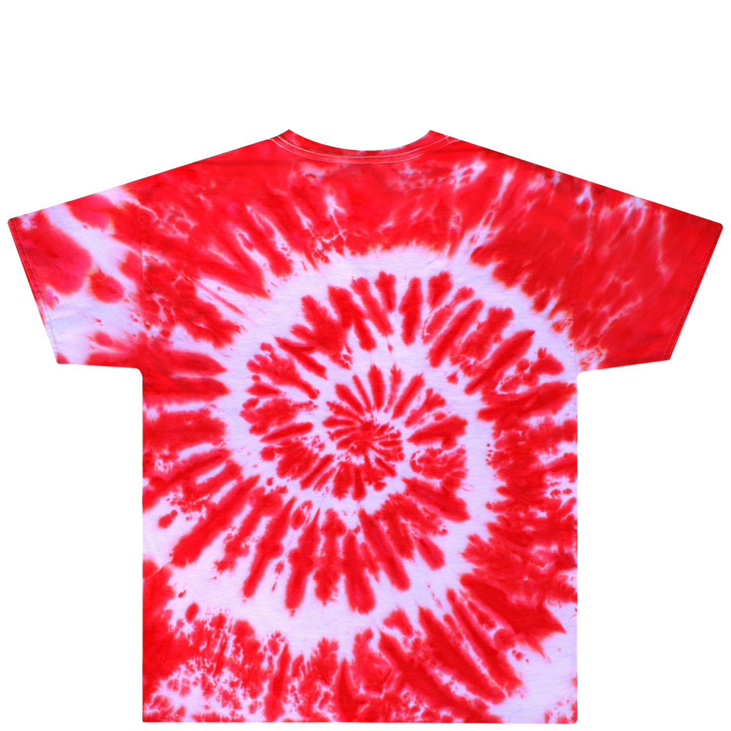 Back Of Red Double Spiral Tie Dye Shirt Size Large Back